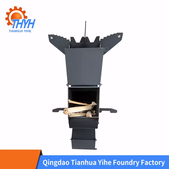 접이식 스테인레스 스틸 미니 로켓 스토브 야외 캠핑 목재 티타늄 블랙 바베큐 스토브